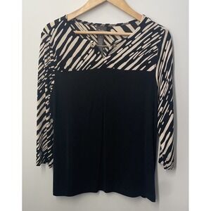 Travelers by Chico's Womens Long Sleeve V-neck Blouse Top Size 1 (Medium) Black